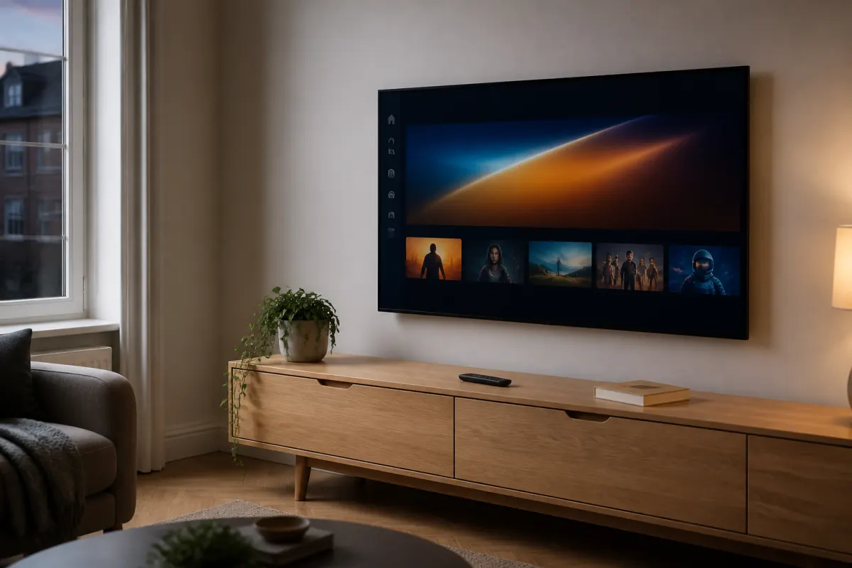 Living room TV ready for IPTV Sky setup